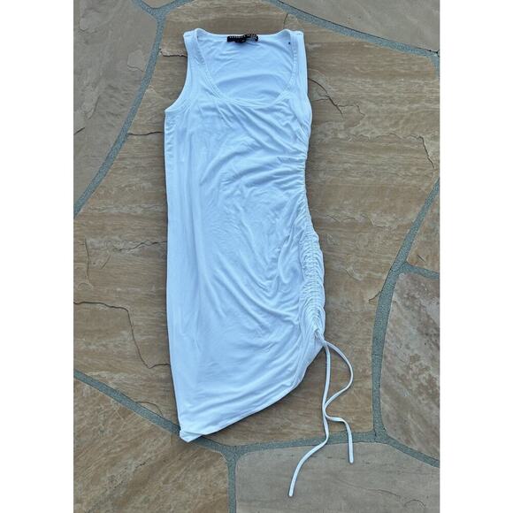 Veronica Beard Jeans Tamri Dress Medium White Ruched EUC - Picture 4 of 7